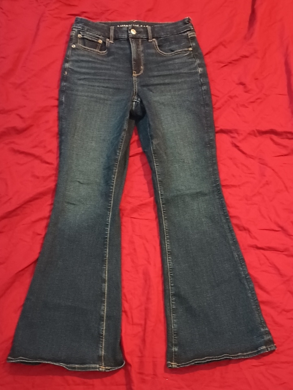 American Eagle Outfitter Dark Blue Woman's Flare Jeans Size 8 Next Level Stretch